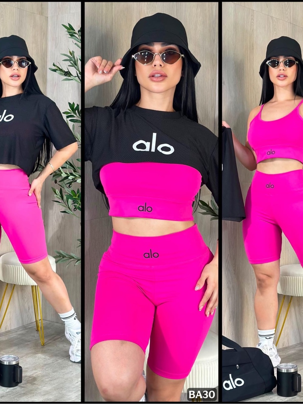 ALO Yoga High-Rise Bike Shorts in Bright Pink